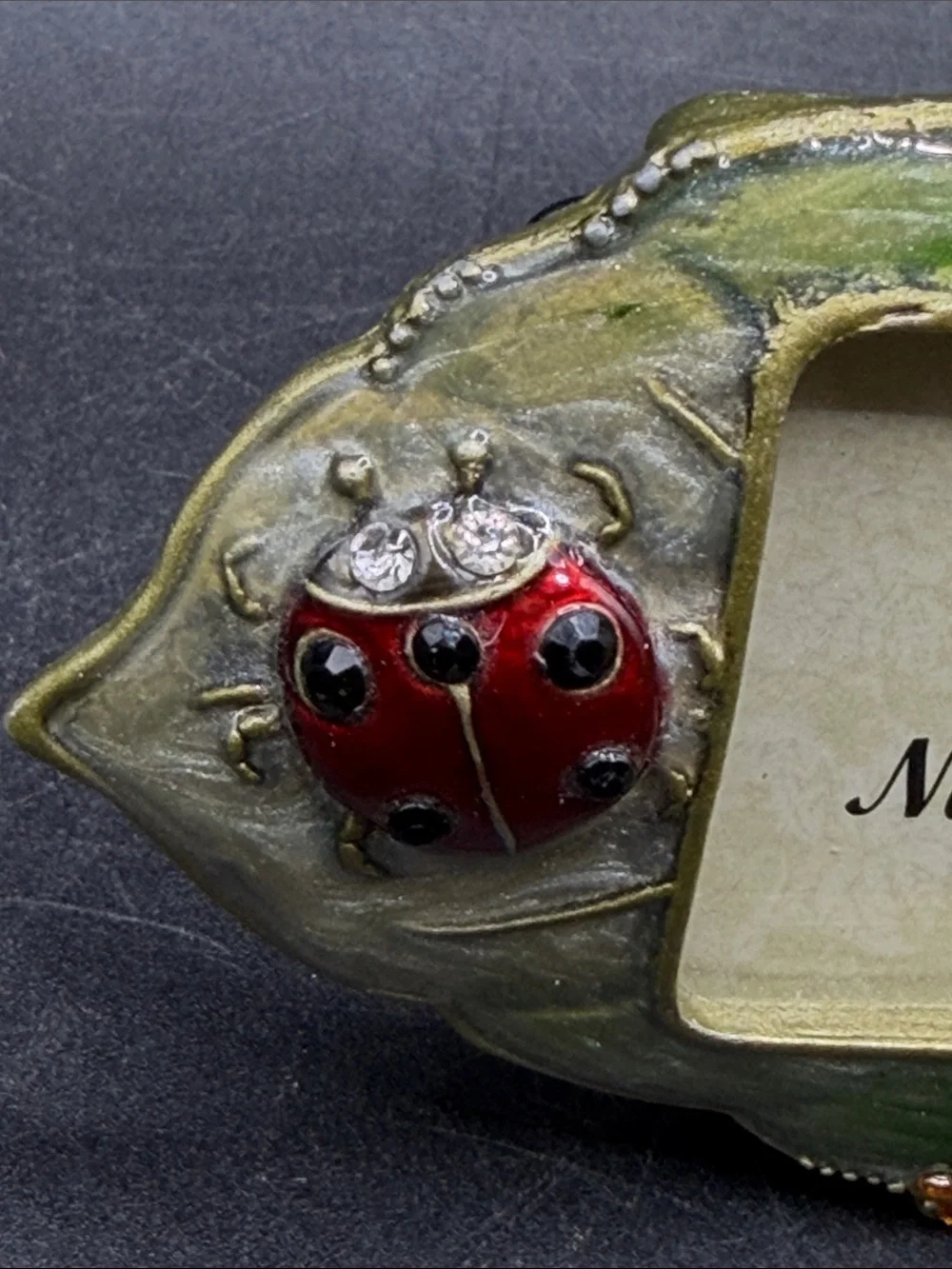 Nicole Frames Ladybug Leaf Enameled Metal Rhinestone Picture Frame Insect Bug